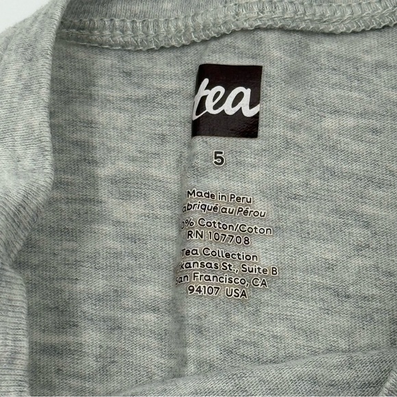 Tea Collection Kids Artsy Colorful Rabbit Long Sleeve Shirt 5 Grey, Blue, Pink - Picture 3 of 10